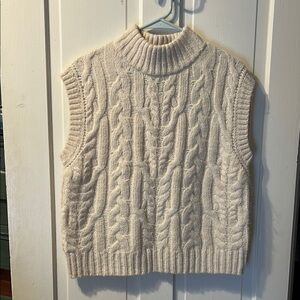 a new day Ivory Cable Knit Turtleneck Sweater Vest